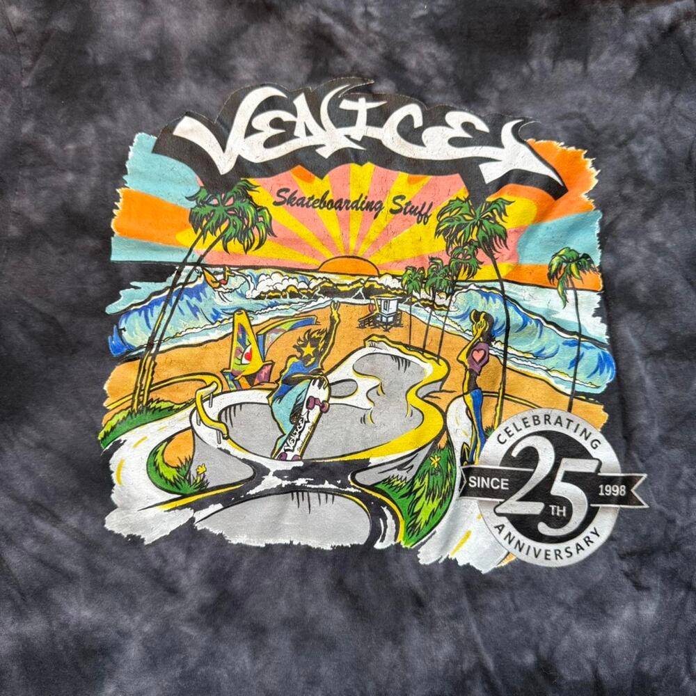 Venice Skateboarding 90s Grunge Skate Black Grey Tie-Dye Graphic LS Shirt — S/M - Picture 2 of 5